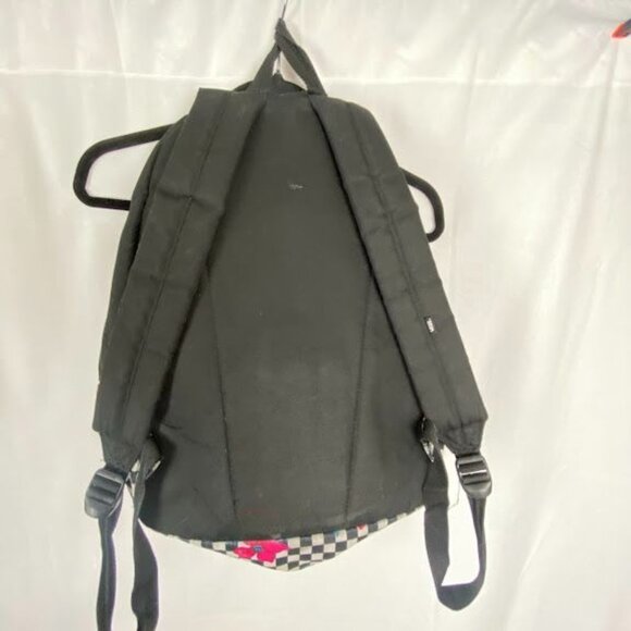 Vans Off the wall Black White Checkered Hibiscus flower Print BackPack. - Picture 2 of 11